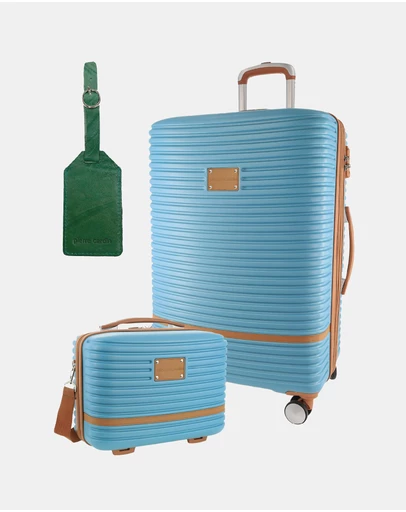 Pierre Cardin - Pierre Cardin Classique Large Hard Shell with Mini Beauty Case Set + Leather Tag