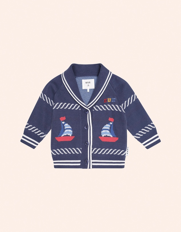 Huxbaby - Nautical Shawl Collar Cardigan - Babies-Teens