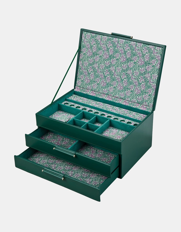 Wolf - WOLF Sophia Jewellery Box with Drawers Forest Green Fruit Botanical