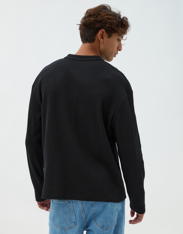 AERE - Textured Cotton Henley Tee