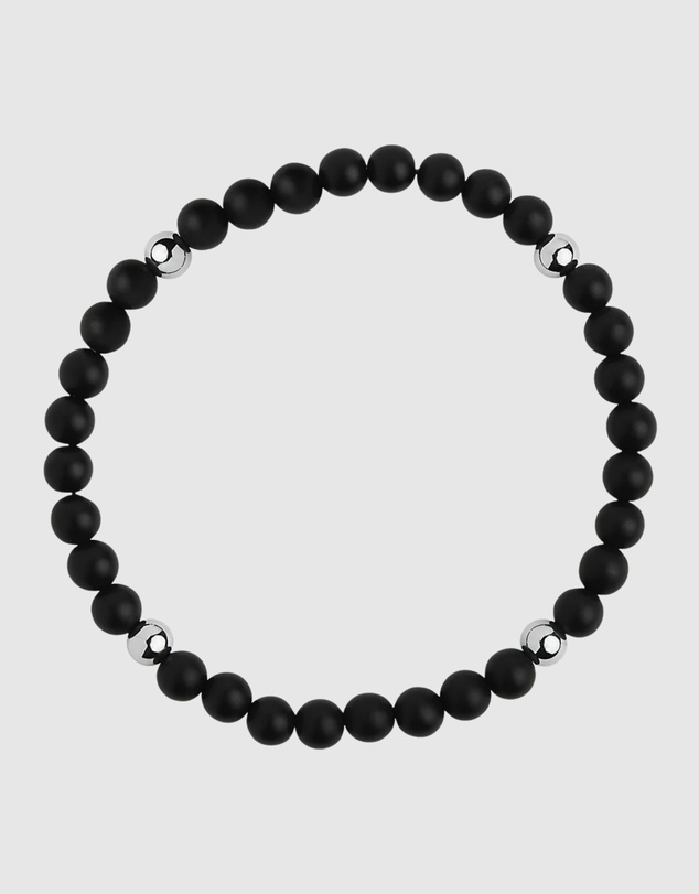 Najo - Apollo Men's 6mm Matt Onyx & Steel Elasticised Bracelet