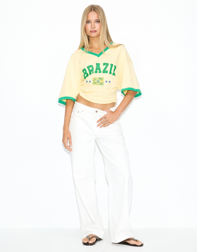 Dazie - Team Brazil Oversized V Neck Graphic Tee