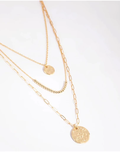 Lovisa - Gold Plated Disc & Ball Necklace Layered Necklace