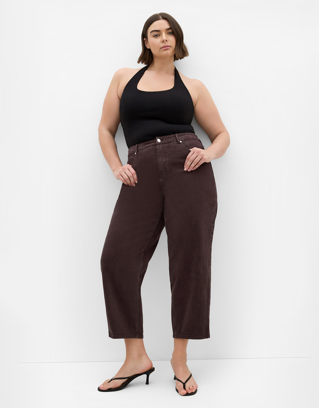 City Chic - Plus size Harley Fit Mum Ankle Grazer Jean - chocolate