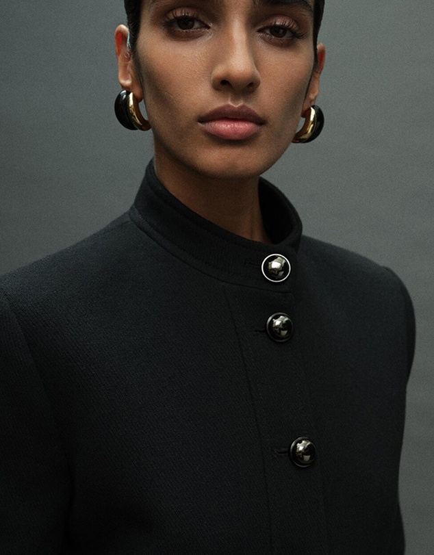 M.N.G - Jacket With Jewel-Button Strip Collar