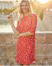 Sosandar - Spot Print Ruffle Hem Shift Dress