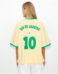 Dazie - Team Brazil Oversized V Neck Graphic Tee