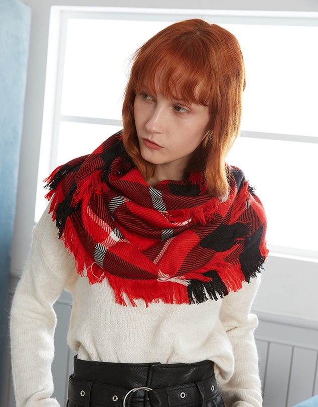 Ozwear Connection Uggs - Ugg Fringed Check Wool Scarf Red and Check