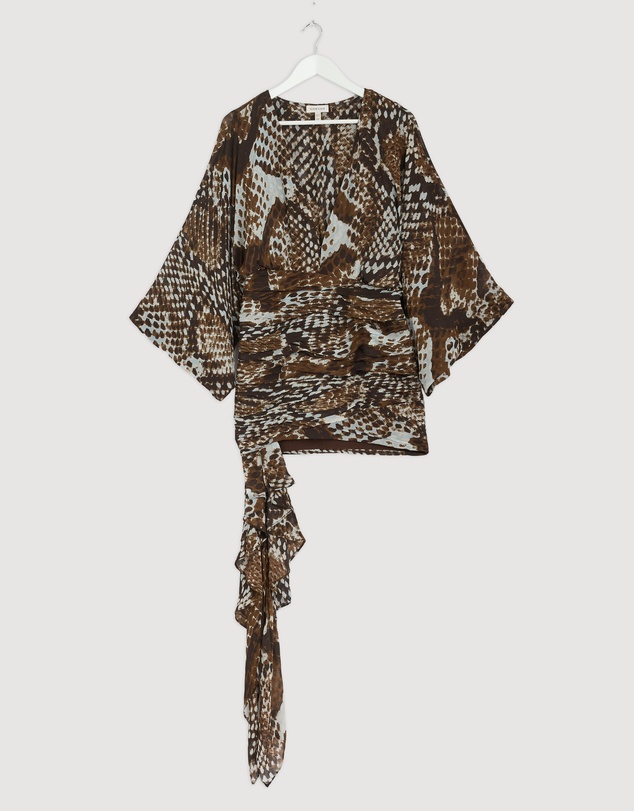 Revibe - Repaired Shona Joy Maia LS Plunged Mini Dress - AU 10