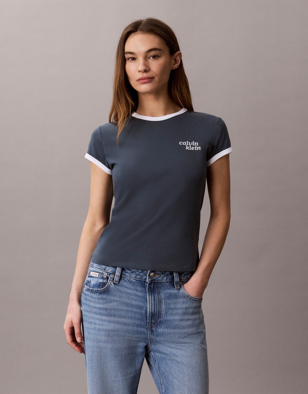 Calvin Klein Jeans - Calvin Klein Logo Slim Ringer Tee