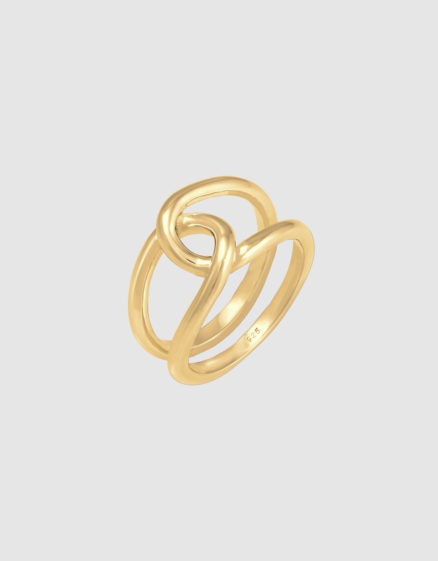 Elli Jewelry - Ring Organic Elegant in 925 Sterling Silver Gold Plated
