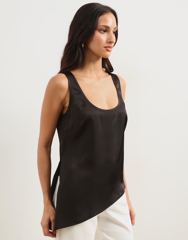 Atmos&Here - Bronte Satin Asymmetrical Scoop Tank Top