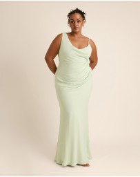 Six Stories - Cowl Front Asymmetrical Chiffon Bridesmaid Dress
