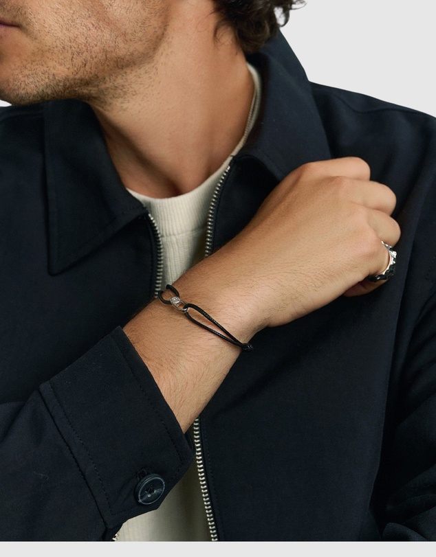 Nialaya Jewellery - Black String Bracelet with Silver Hook