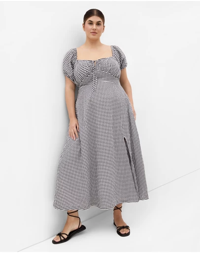 City Chic - Plus size Abbie Short Sleeve Gingham Dress - black