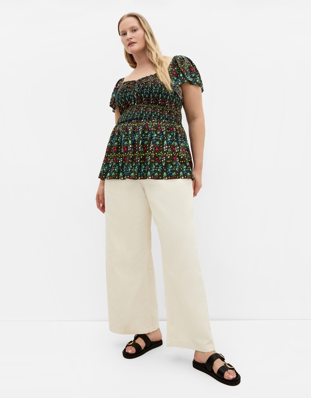 City Chic - Azure Shirred Print Top