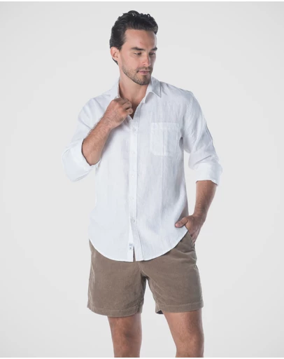 Coast Clothing - Long Sleeve Linen Shirt: White