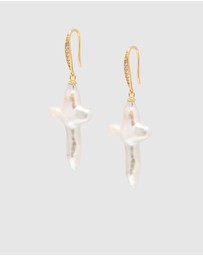 Nialaya Jewellery - Pearl Cross Earrings