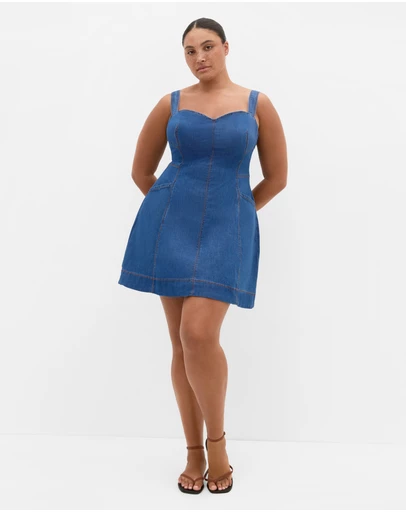 City Chic - Denim Flare Mini Dress