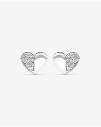 Michael Hill - Pave Heart Stud Earrings with Cubic Zirconia in Sterling Silver