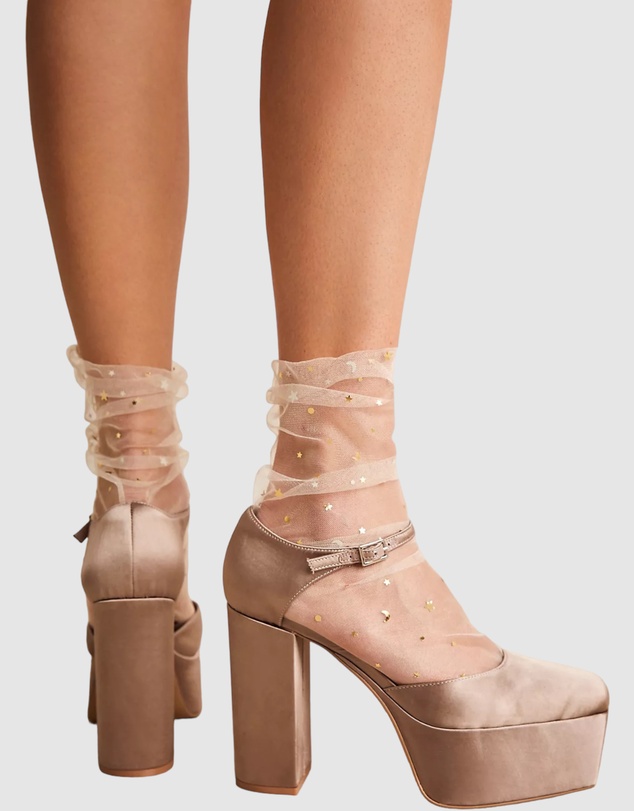 High Heel Jungle - Starry Sky Tulle Socks - Nude