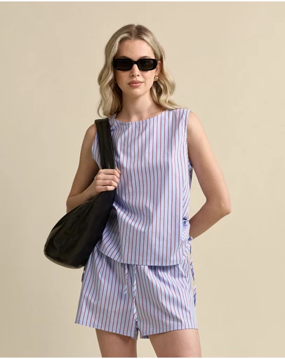 MVN - Side Rouched Striped Top
