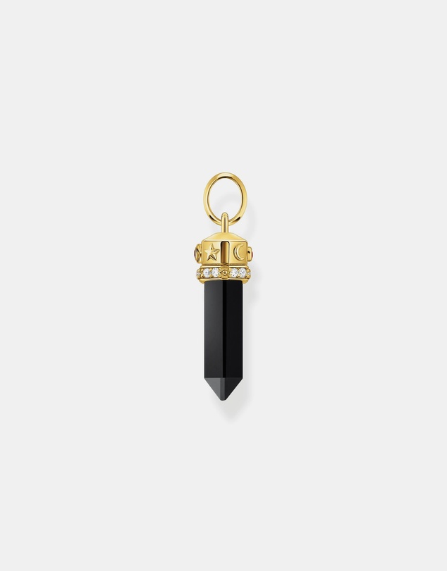 THOMAS SABO - Gold Pendant with Onyx in Hexagon-Shape and Stones