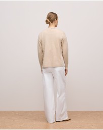 Trenery - Wool Cashmere Relaxed V Cardigan in Oat Marle