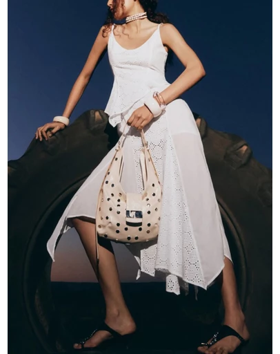 Laagam - Vixen Ecru Studs Bag
