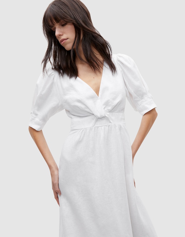 Linen Twist Front Midi Dress by Seed Heritage Online | THE ICONIC | New  Zealand