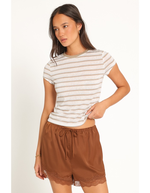 Petal & Pup - Billi Baby Tee - Beige Stripe