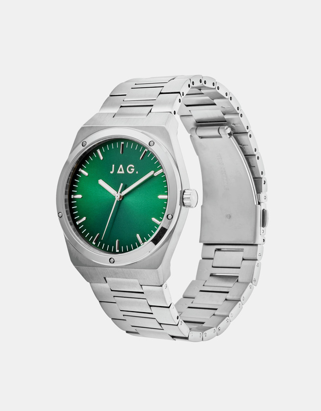 Jag - Arlo Mens Green Dial 41mm Silver Watch