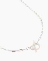 Lovisa - Waterproof Stainless Steel Cubic Zirconia T-Bar Necklace