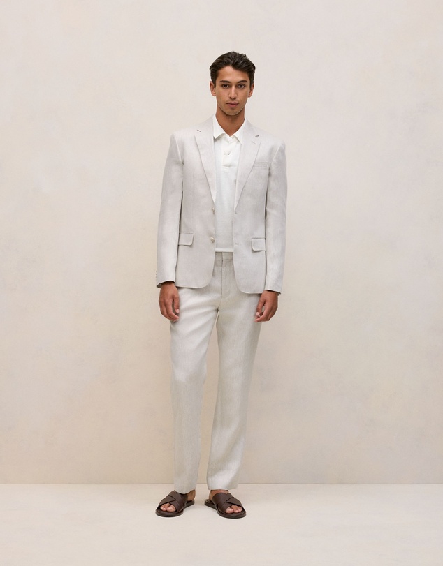 Trenery - Regular Fit Linen Twill Blazer in Stone