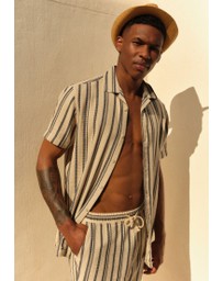 NEXT - Textured Stripe Short Sleeve Shirt