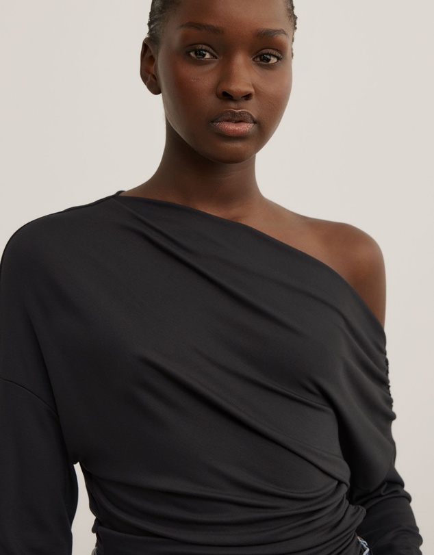 Witchery - Asymmetric Draped Long Sleeve Top