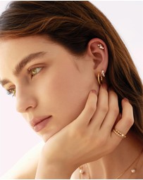 Ania Haie - Ania Haie Gold Shell Pearl Cluster Huggie Hoop Earrings