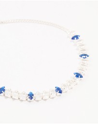 Lovisa - Silver Alternating Cluster Marquise Blue Cubic Zirconia Toggle Bracelet
