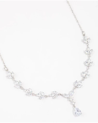 Lovisa - Silver Plated Cubic Zirconia Marquise Vine Y-Shaped Necklace