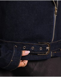 Petal & Pup - Mira Denim Moto Jacket - Dark Indigo