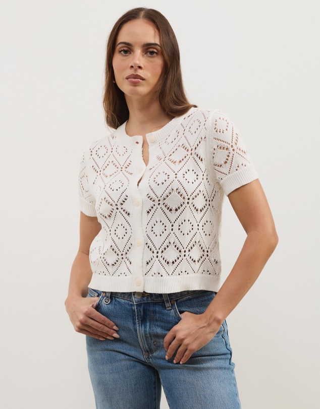 Atmos&Here - Hani Short Sleeve Open Knit Cardigan