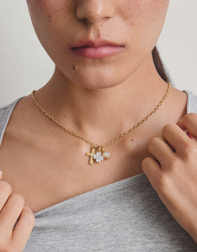 THOMAS SABO - Gold-Plated Four-Leaf Clover Charm with Heart-Cut White Zirconia