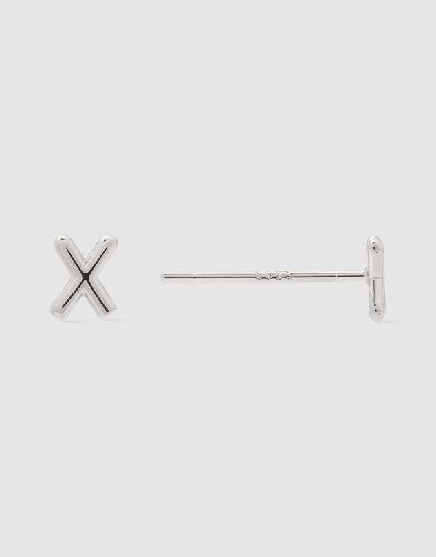 Wanderlust + Co - Alphabet Bubble Silver Stud Earrings - Letter X