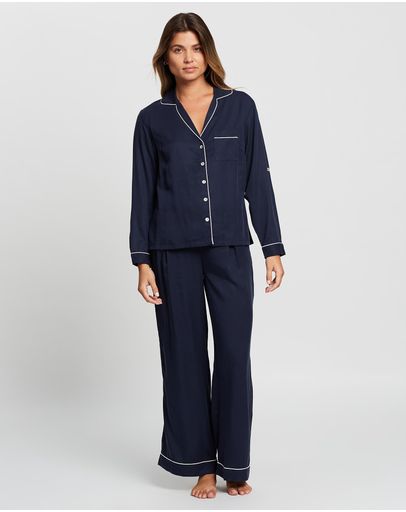 Navy with White Piping