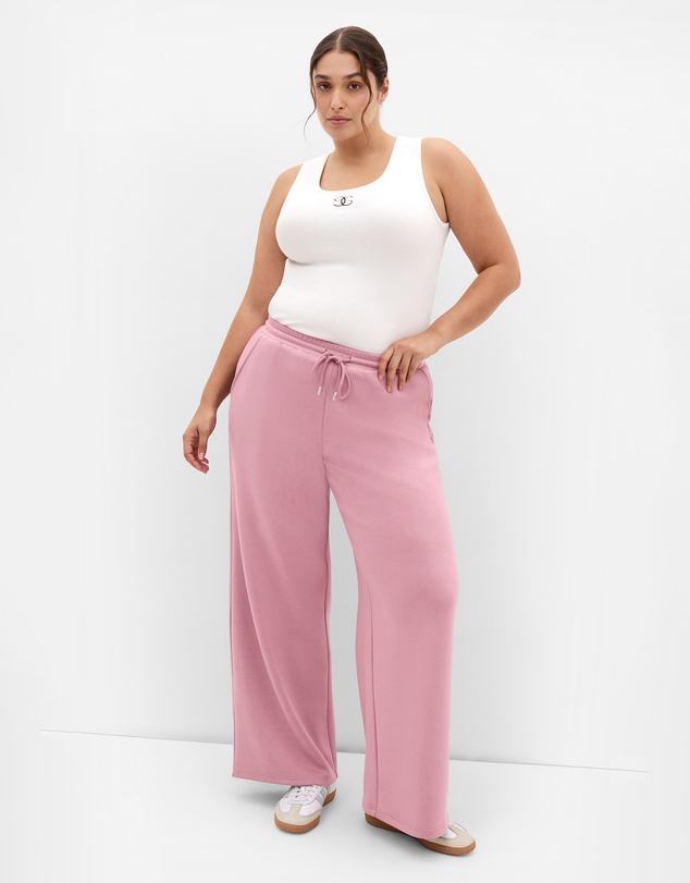 City Chic - Plus size Mae Wide Leg Jogger - dusty rose
