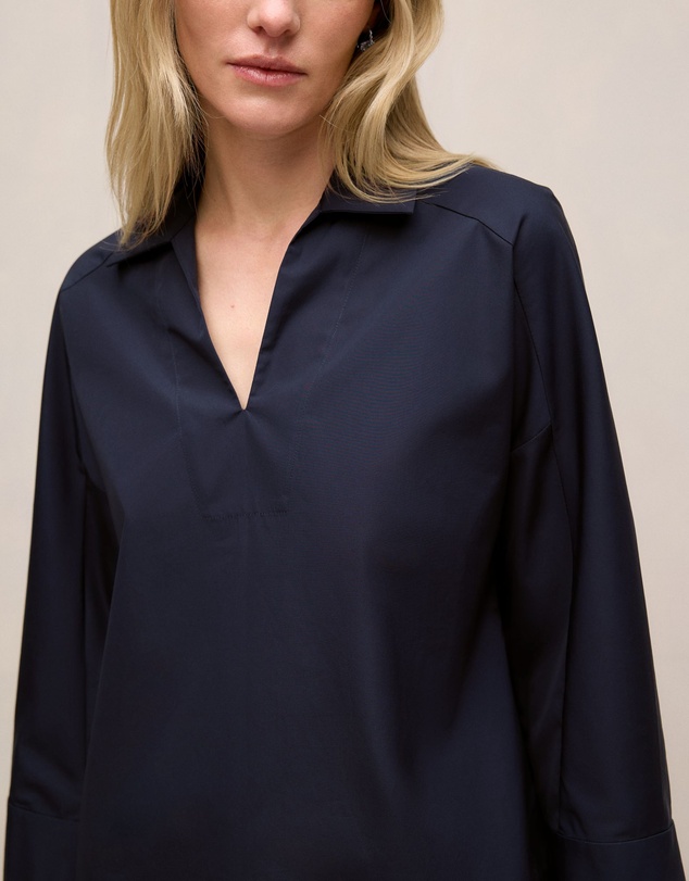 Trenery - Fine Poplin Popover Shirt in Night Sky