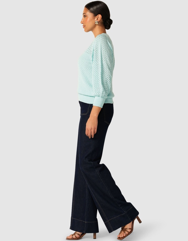SACHA DRAKE - 3/4 Sleeve Ripple Knit Top