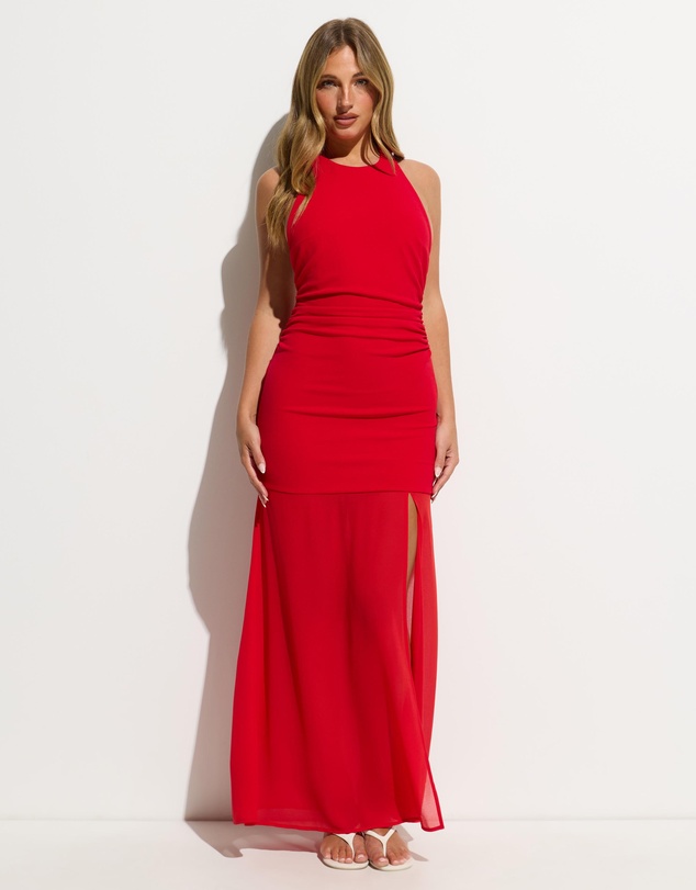 Dazie - Kendra Crepe And Chiffon Racerback Maxi Dress