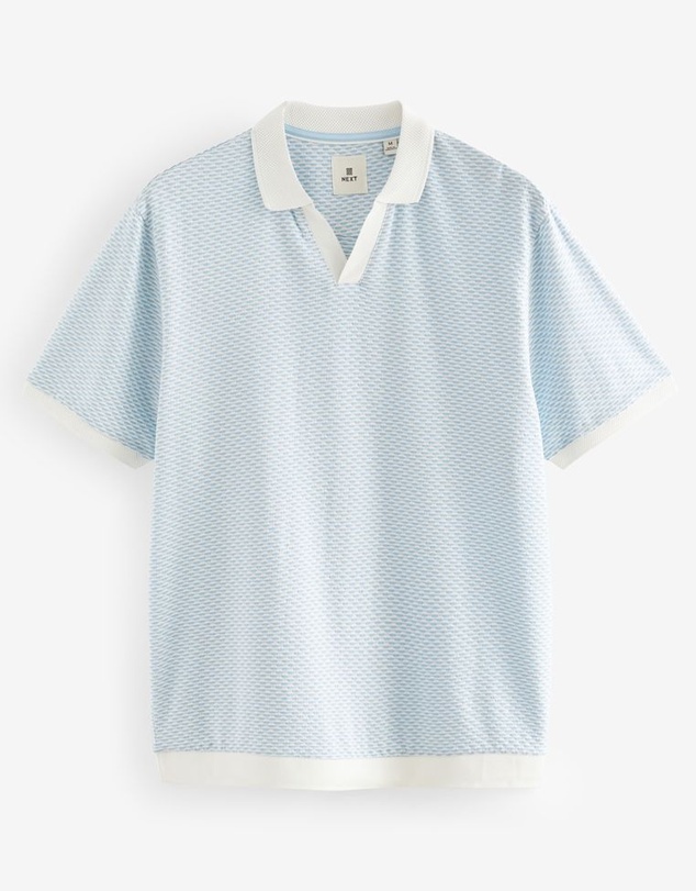 NEXT - Cuban Collar Textured Short Sleeve Polo Shirt