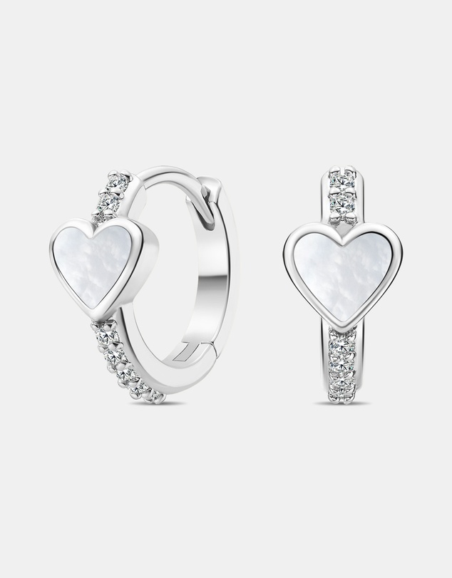 Mestige Kids - Amour Heart Hoops - Silver Plated